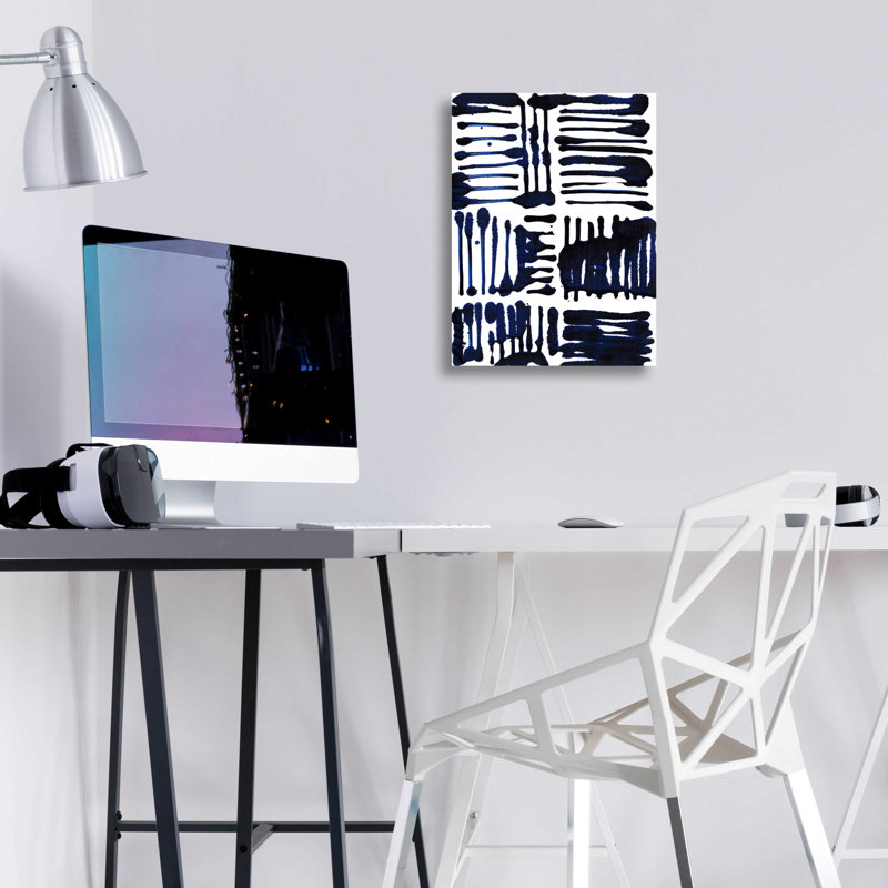 "Indigo Stripes II" par Jodi Fuchs, H 16 po x l 12 po x P 0,13 po