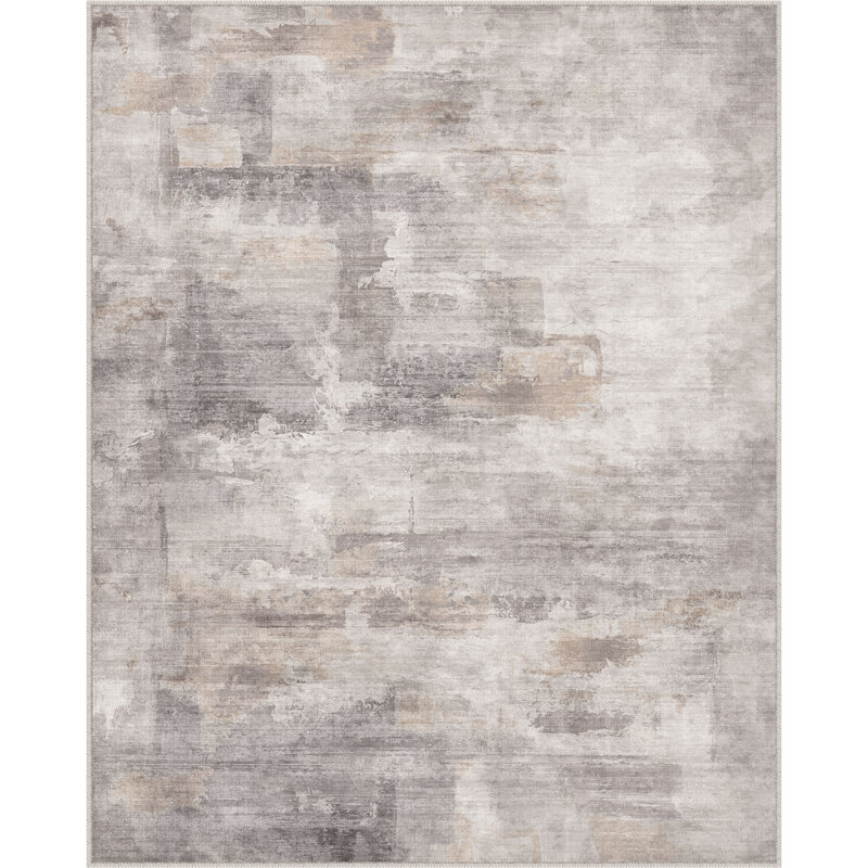 Abstract Grey/Brown Area Rug, Grey/Brown, Rectangle 5' x 7'