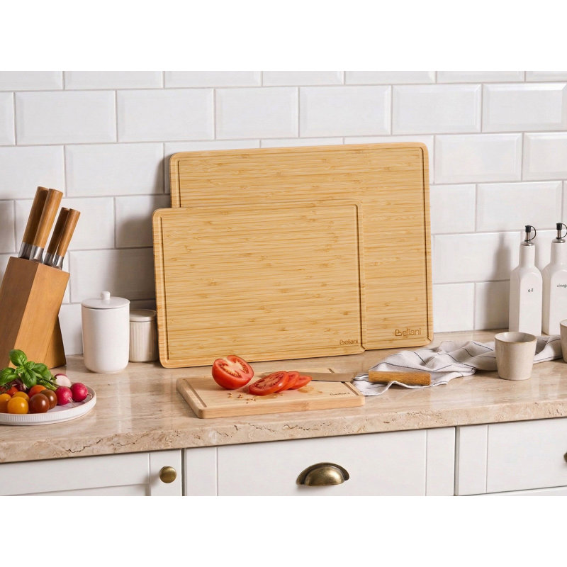 Set of 3 Chopping Boards FOUACE Bamboo Light Brown
