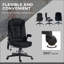 Fauteuil de massage avec vibration à 6 points Chaleur lombaire, dossier haut réglable | Noir | Tissu d'aspect lin-88955715