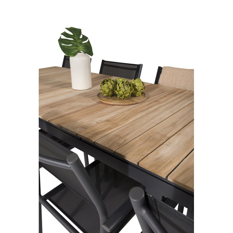 Anoki 8 - Person Teak Solid Wood Patio Dining Set Extendable Rectangular Table