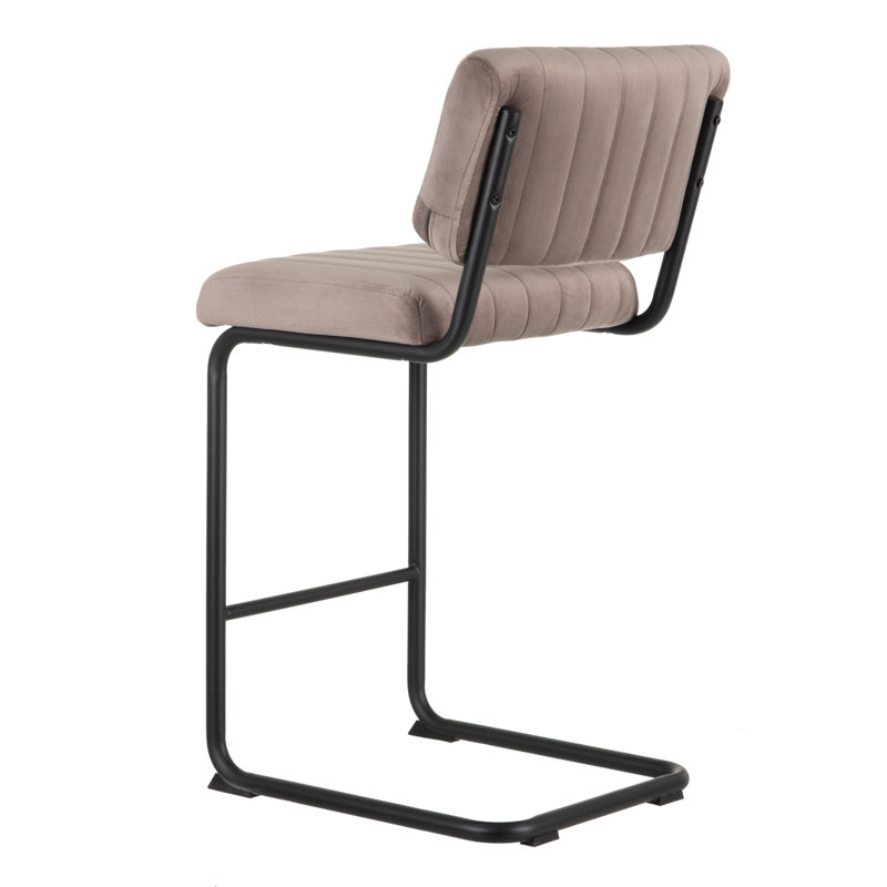 Lewter Upholstered Counter Stool with Metal Frame, Grey