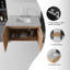 Meuble-lavabo de 91 cm (36 po) avec lavabo en céramique, comptoir et dosseret en marbre reconstitué, armoire de rangement suspendue en contreplaqué avec portes à fermeture amortie, noyer-133433940