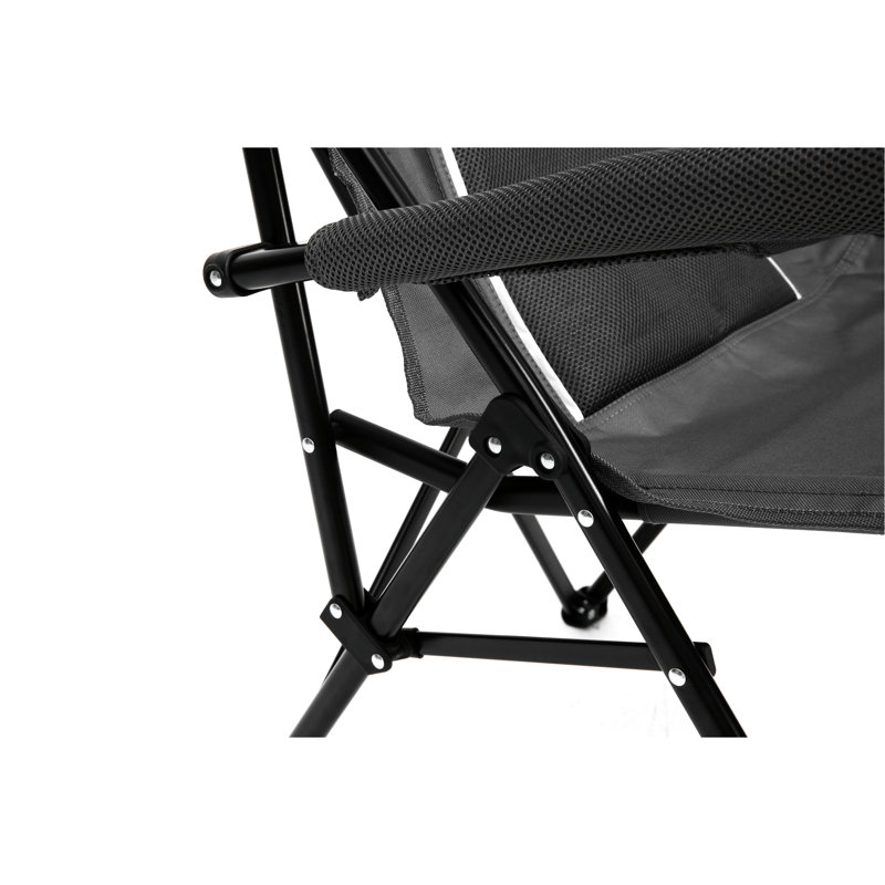 Heavy Duty Portable Collapsible High Back Lawn Chair With Cup Holder, Grey, Made Of Steel Frame And Breathable Fabric, Great For Camping Outdoor Activities That Can Hold 250Lbs, Portable, Grey Wear -