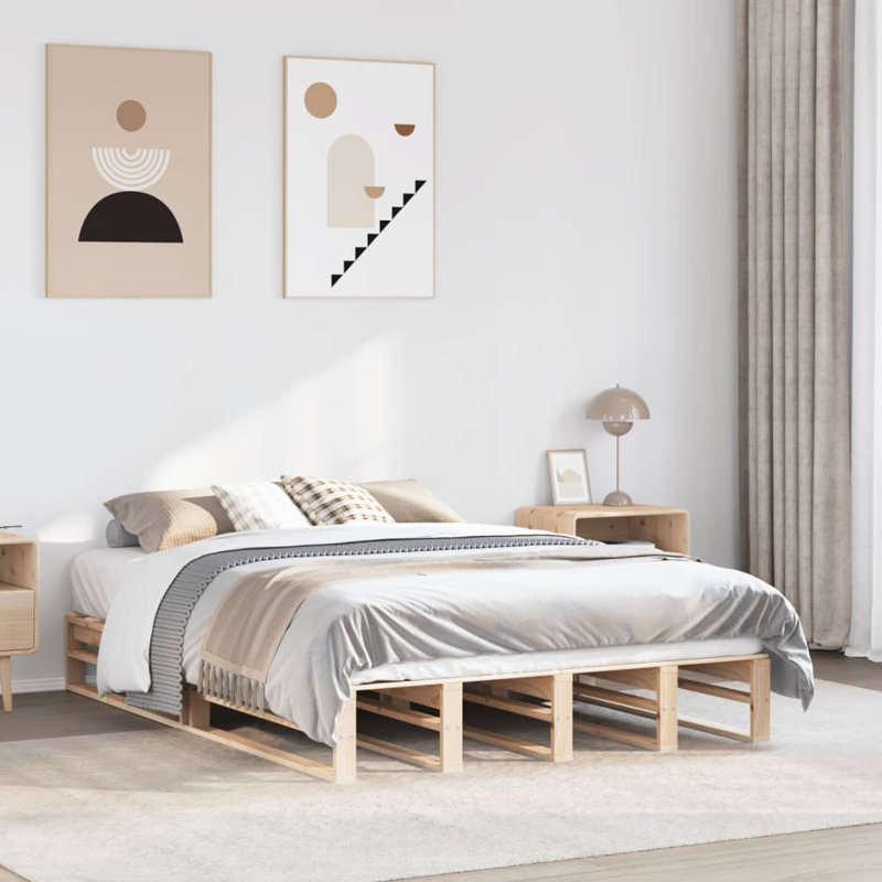 Terrill Solid Wood Bed, Brown, 25.5cm H x 200cm W x 120cm D