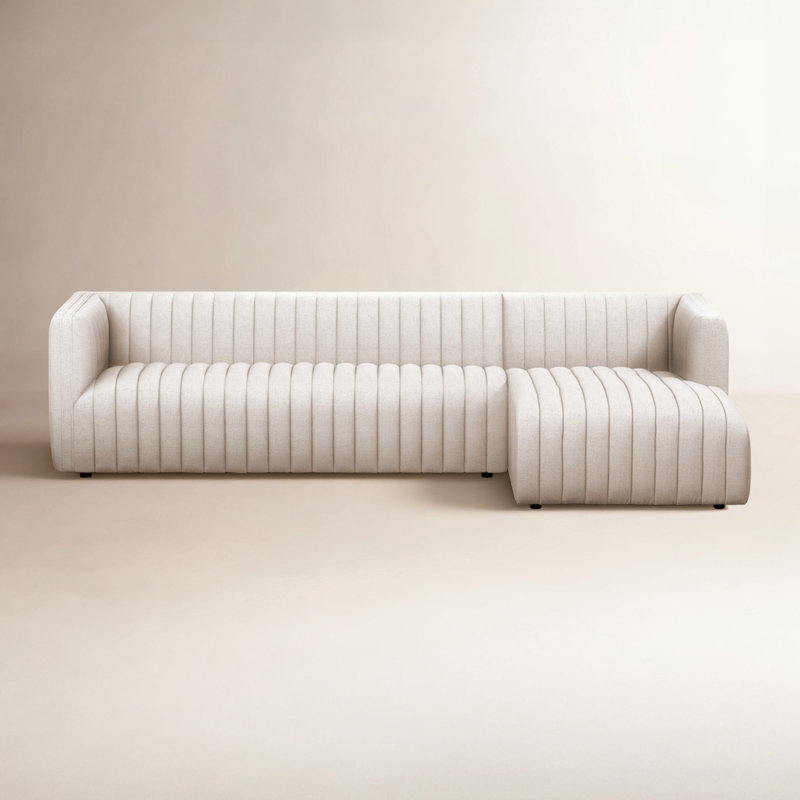 Augustine Chaise Sectional, Right Hand Facing, Dover Crescent Velvet, 26" H X 105" W X 64" D