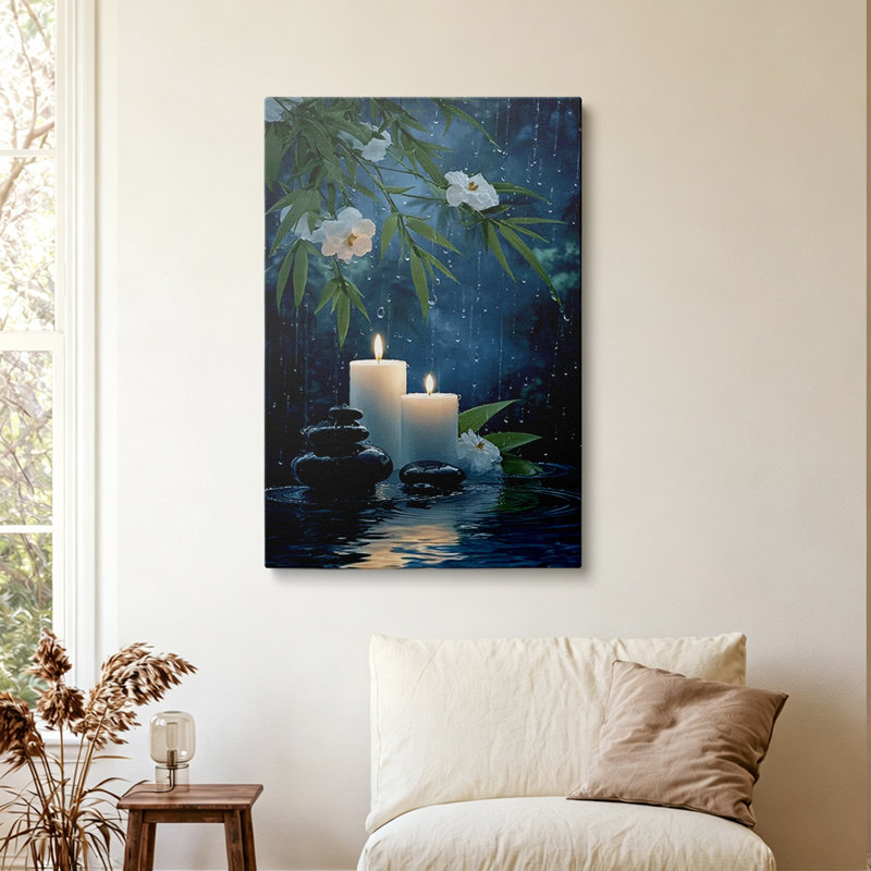Art mural sur toile zen à la chandelle Wallume Store, 18 * 12 pouces (45 * 30 * 2cm)