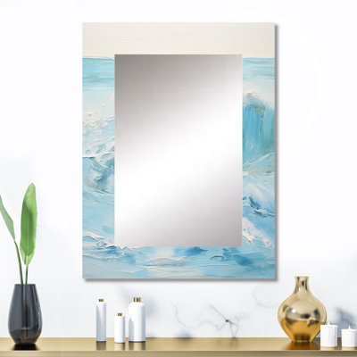 Bleu et blanc Simplicity Beach - miroir mural vagues, miroir décoratif bleu, impression d'art en métal