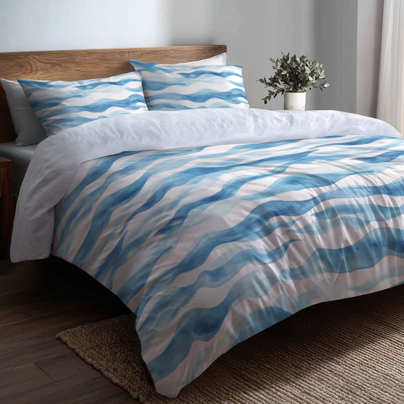 Ensemble de literie et de coussins abstraits 3 pièces - Housse de couette et coussin décoratif Beach