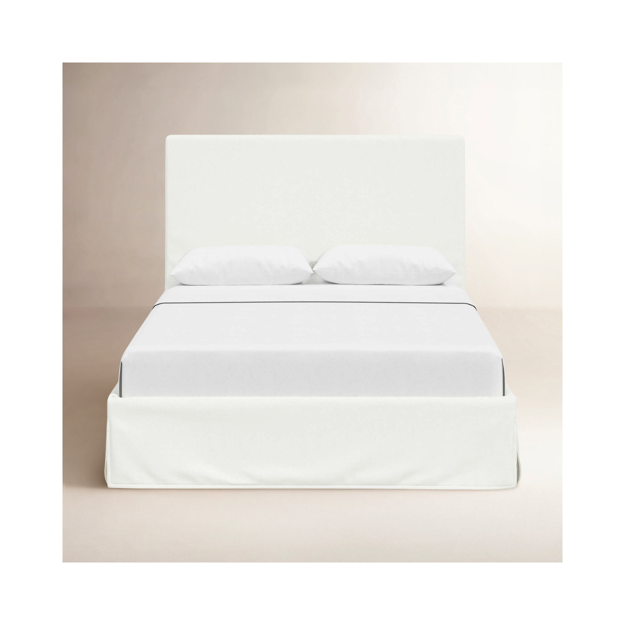Verona Upholstered Slipcover Bed, Zuma White Textured Linen, Queen