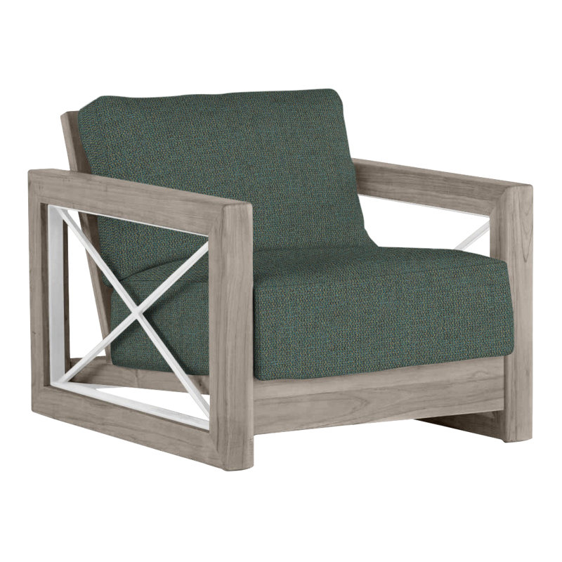 Malta Teak Outdoor Lounge Chair, Oyster Teak/Brushed Stainless, No welt + Standard fill, Perigold Play Jungle