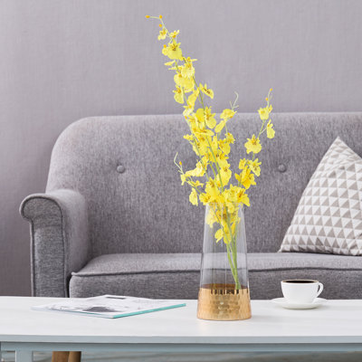 Clear/Gold 25cm Glass Table Vase