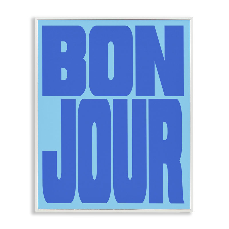 Giclée encadrée Bonjour Blue Tones, design par House of Lulu, H 20 po x l 16 po, Estampe numérique encadrée blanc bord de mer