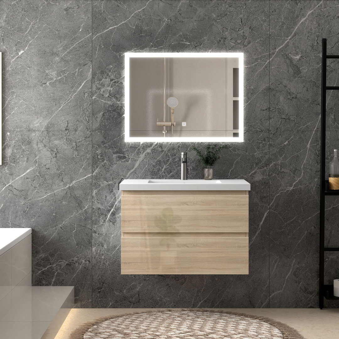 800mmm Wall Hung Bathroom Vanity Unit with Basin 2 Soft-close Drawers