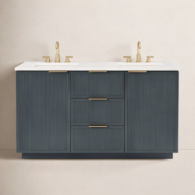 Aderyn 60" Pine Double Bathroom Vanity