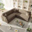Canapé-lit convertible en L 85,1 po avec canapé-lit modulaire avec port USB, poche latérale et revêtement en peluche-755185821