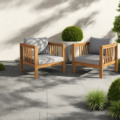 Chaises longues Modern, ensemble en bois d'acacia 2 pièces, patio réglable
