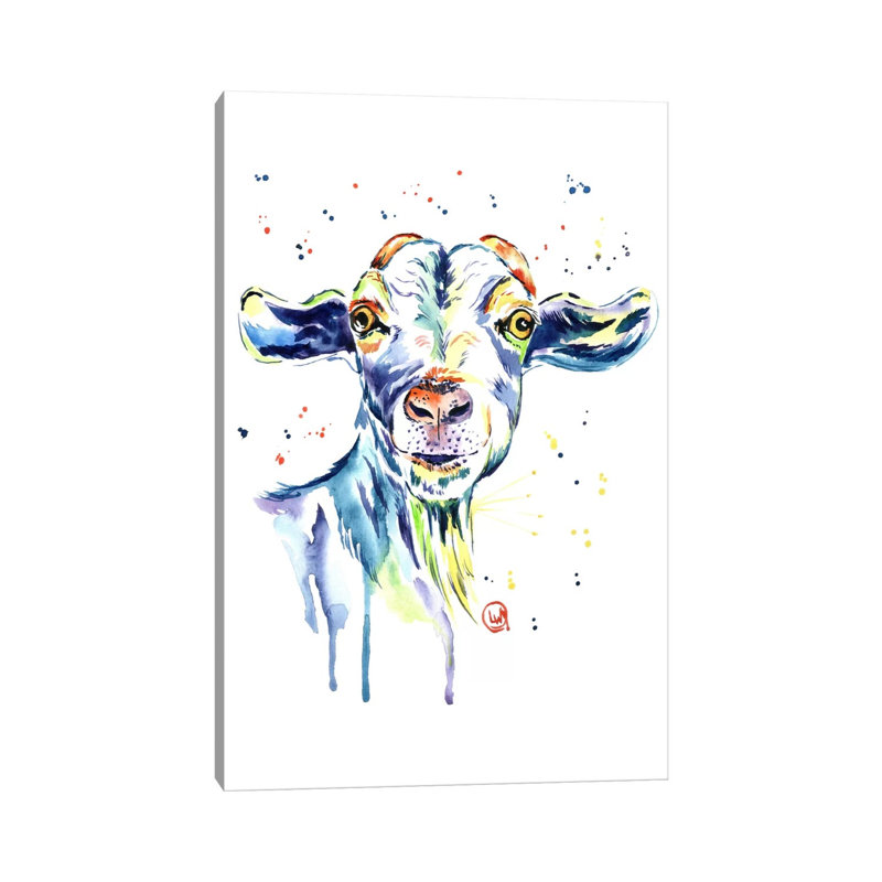 The Happy Goat by Lisa Whitehouse - Wrapped Canvas Painting, 66.04 cm H x 45.72 cm W x 1.91 cm D