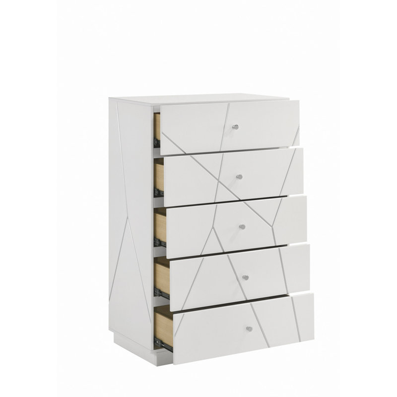 Commode Manhattan - Finition laquée avec motif géométrique et tiroirs spacieux pour un rangement moderne