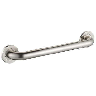 18" Wall-Mounted Round Grab Bar - Brushed Nickel, Premium Brass Construction, Installation Hardware Included