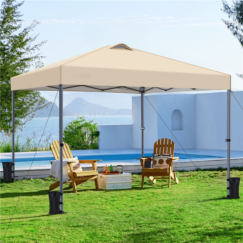 Metal Pop Up Canopy, Beige, 254cm W x 254cm D