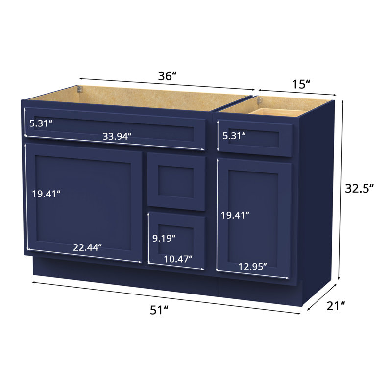 Base de meuble-lavabo simple 51 po seulement, Bleu