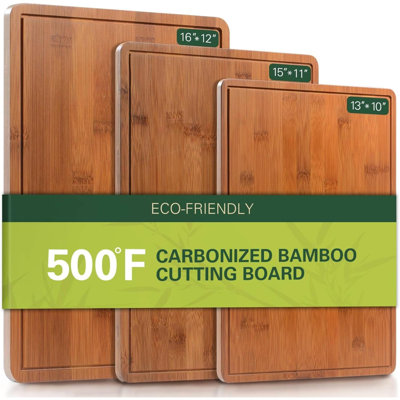 Planches à découper en bambou pour la cuisine, ensemble de planches à découper en bois XL avec rainures et poignées à jus, planches de charcuterie multi-tailles pour la viande, les légumes, les fruits, idéal pour la préparation des repas, le service et les cadeaux