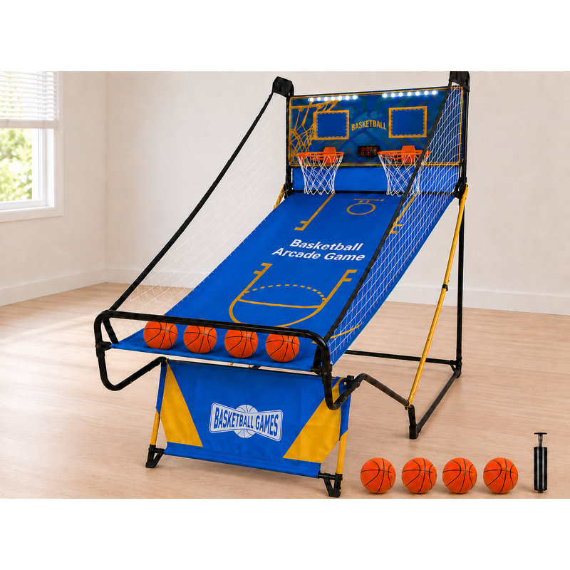 Jeu d'arcade de basketball pliable Furiphe pour 2 joueurs avec deux paniers, affichage DEL du score, 4 ballons et pompe à air