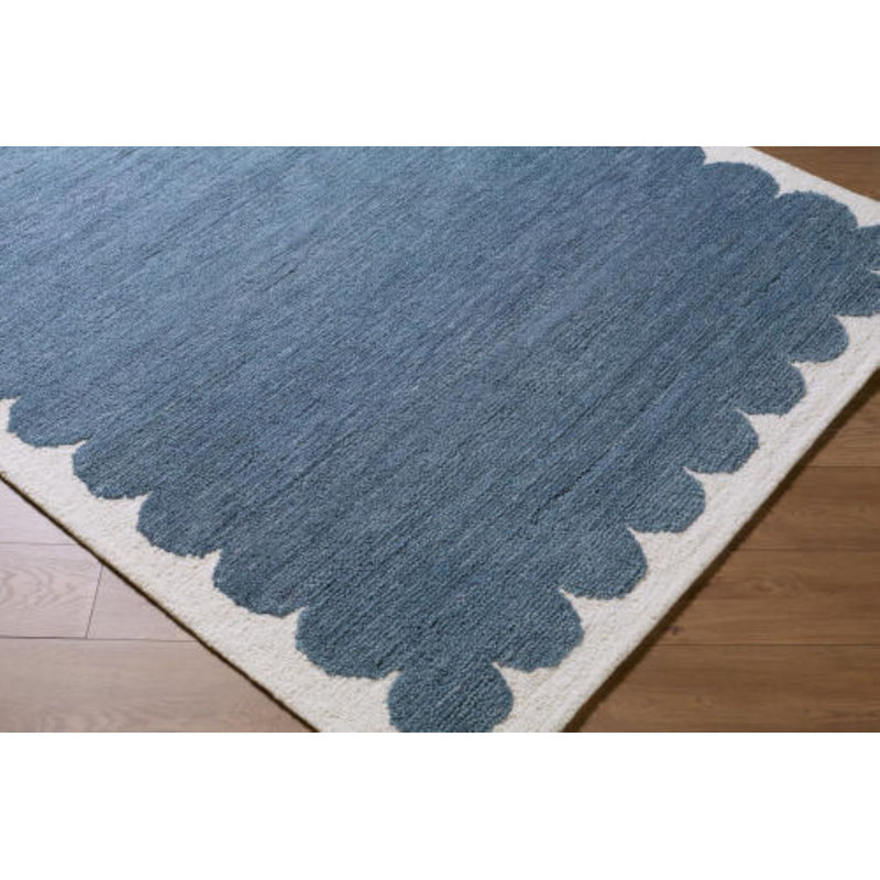 Long Island Handmade Rug, Rectangle 6' x 9', Blue/Ivory