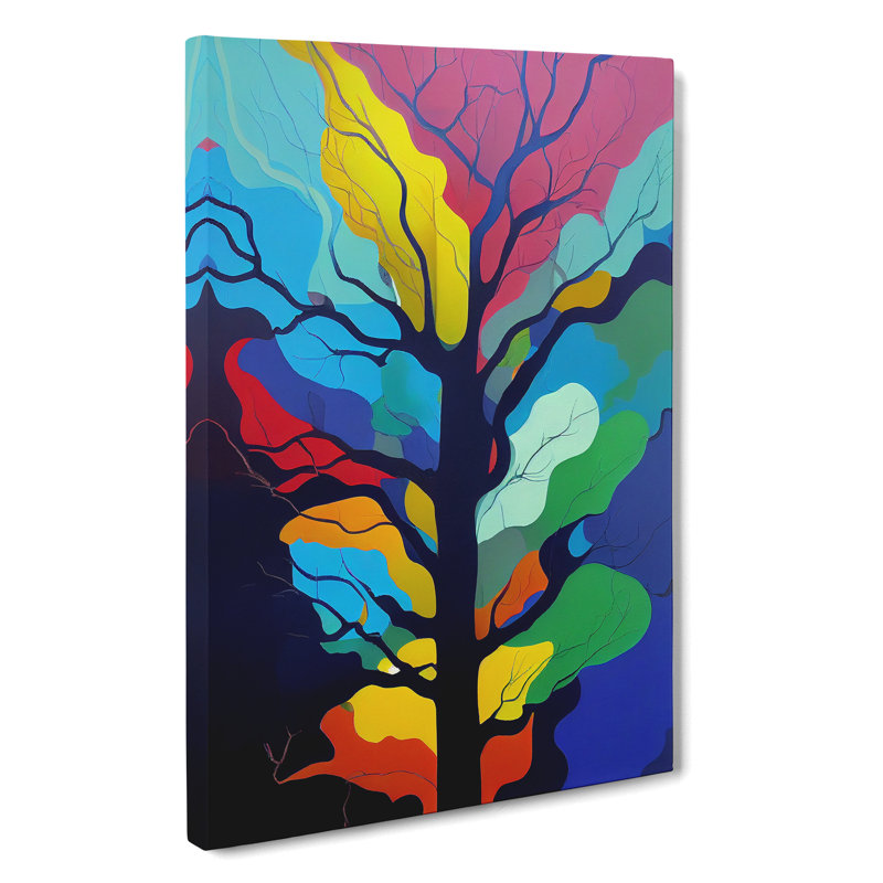 Colourful Abstract Tree No.1 - Wrapped Canvas, 76cm H x 50cm W
