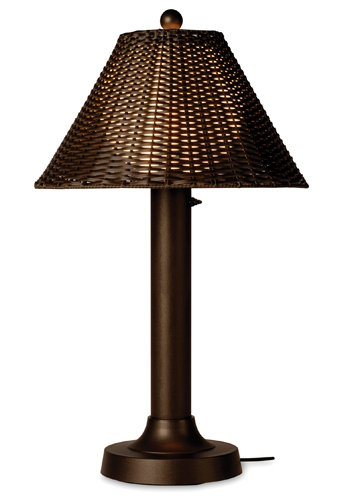 Clarice 34'' Plug-in Outdoor Table Lamp, Walnut