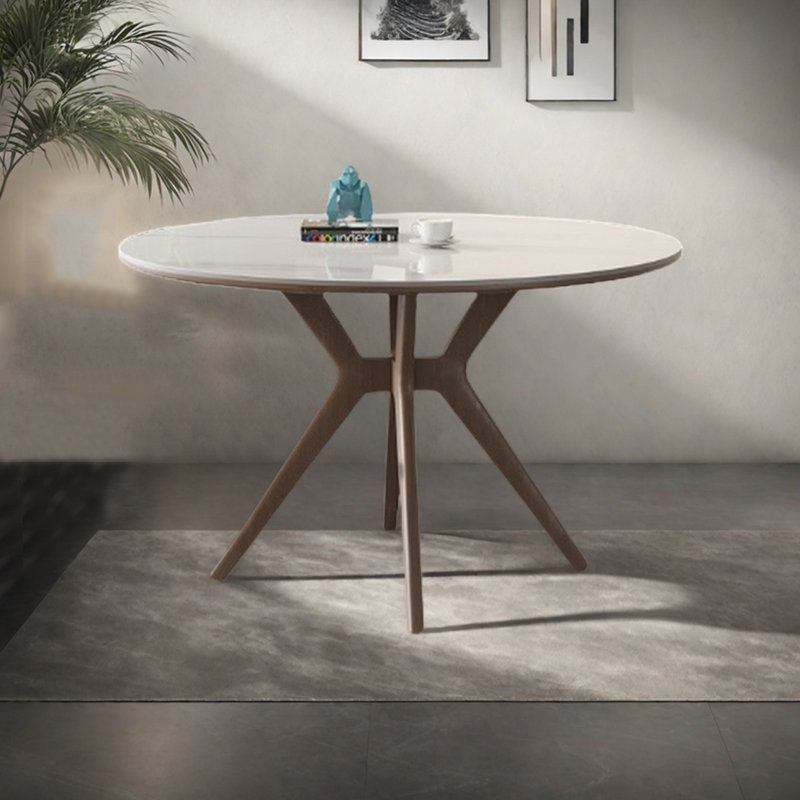Table de salle à manger ronde de style crème, H 29,52 po x L 47,24 po x l 47,24 po