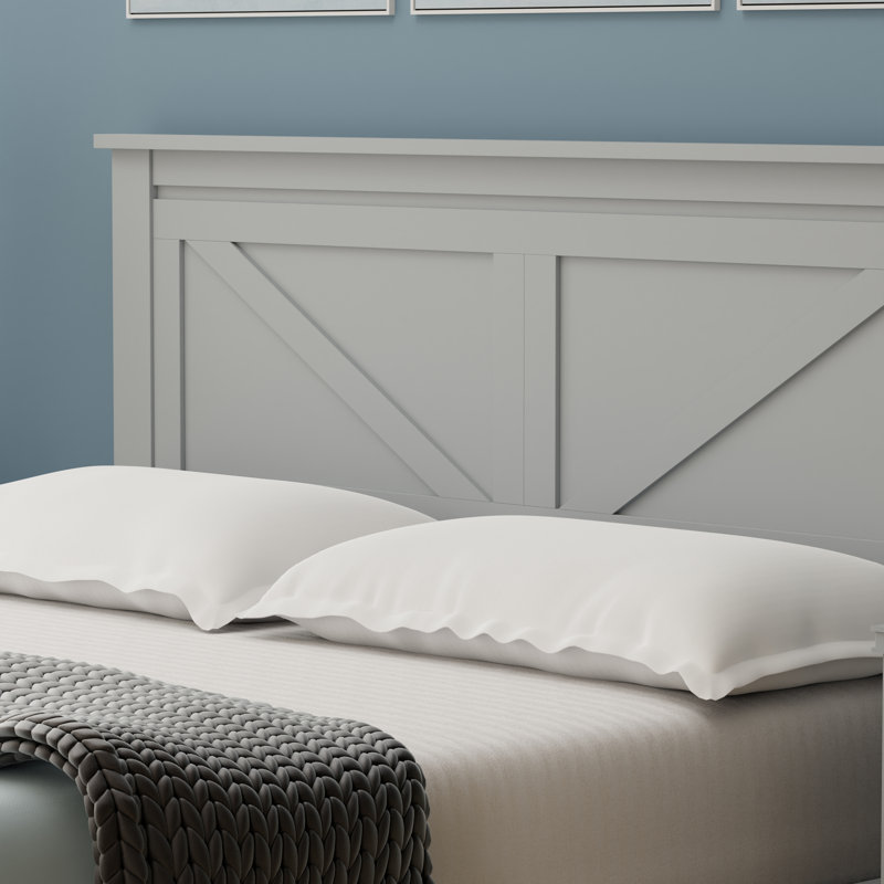 Lit plateforme en bois massif Marksbury - cerisier classique Marksbury, gris, Simple