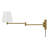 Janis Adjustable Swing Arm Wall Sconce with White Linen Shade-1537679398