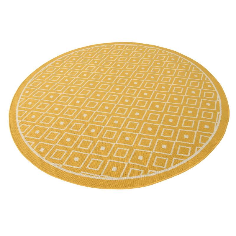 Tapis d'extérieur Preen couleur moutarde, Rond 7 pi 1 po