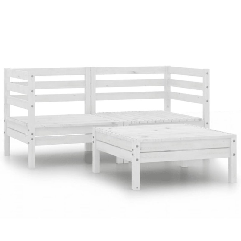 Ensemble de fauteuils club en bois massif 4 pièces Pernelia, Blanc
