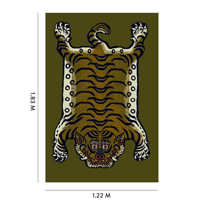 Saber Machine Woven Wool Area Rug in Khaki