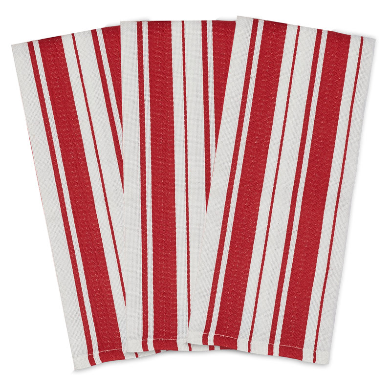 Alverez Cotton Stripe Dish Cloth Kitchen Towel, Striped Tomato