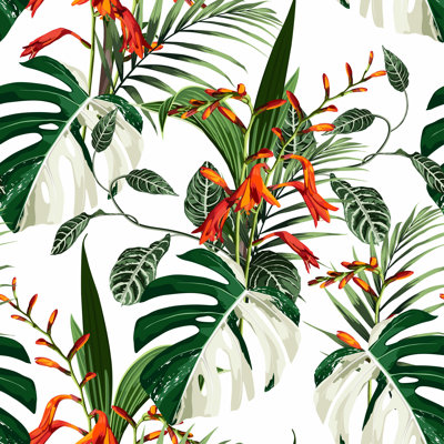 Tropical Palm Leaves Background. - Wrapped Canvas Print