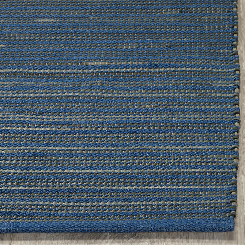 Tapis d’intérieur/extérieur indigo/blanc fait main Bargo, 4 pi x 6 pi