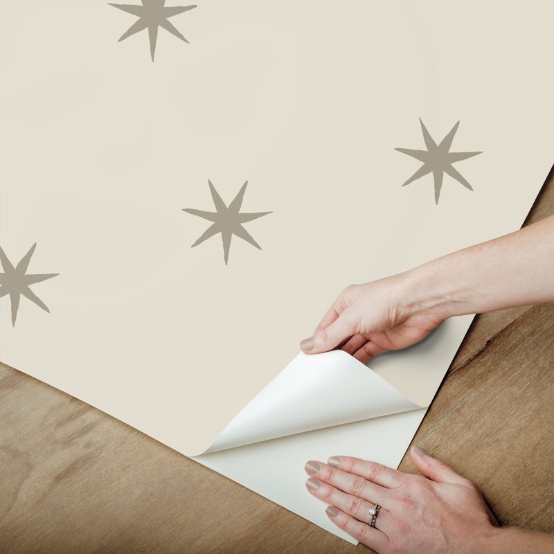 Papier peint adhésif Star Splendor, Beige / gris