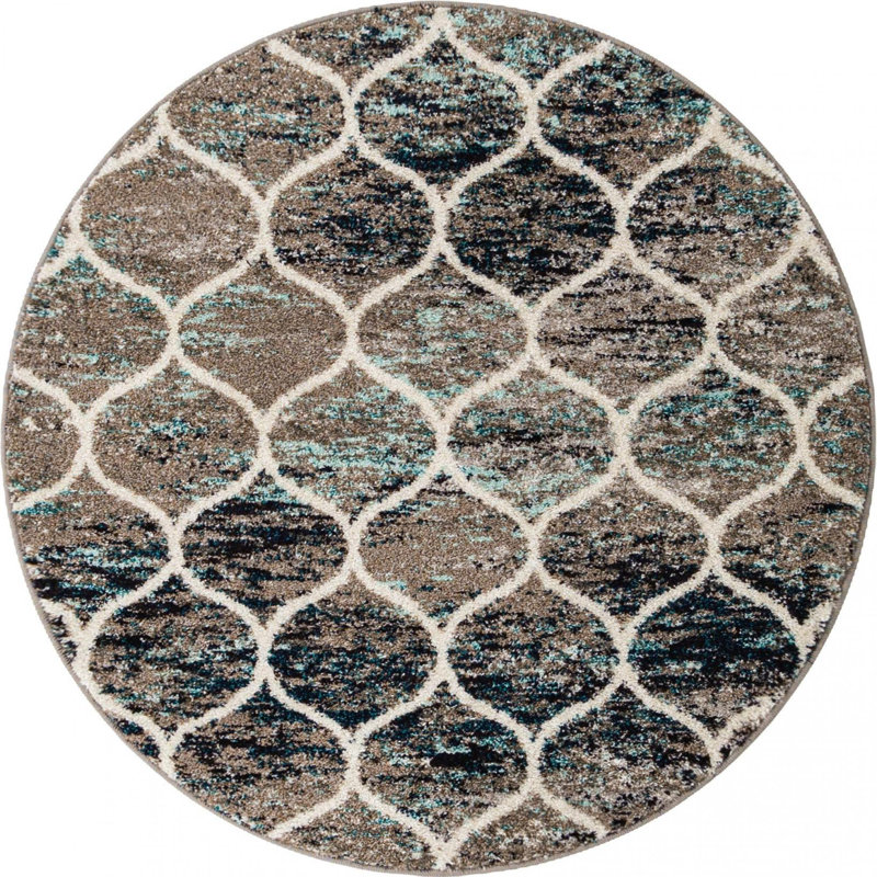 Geometric Indoor Rug, Round 4'