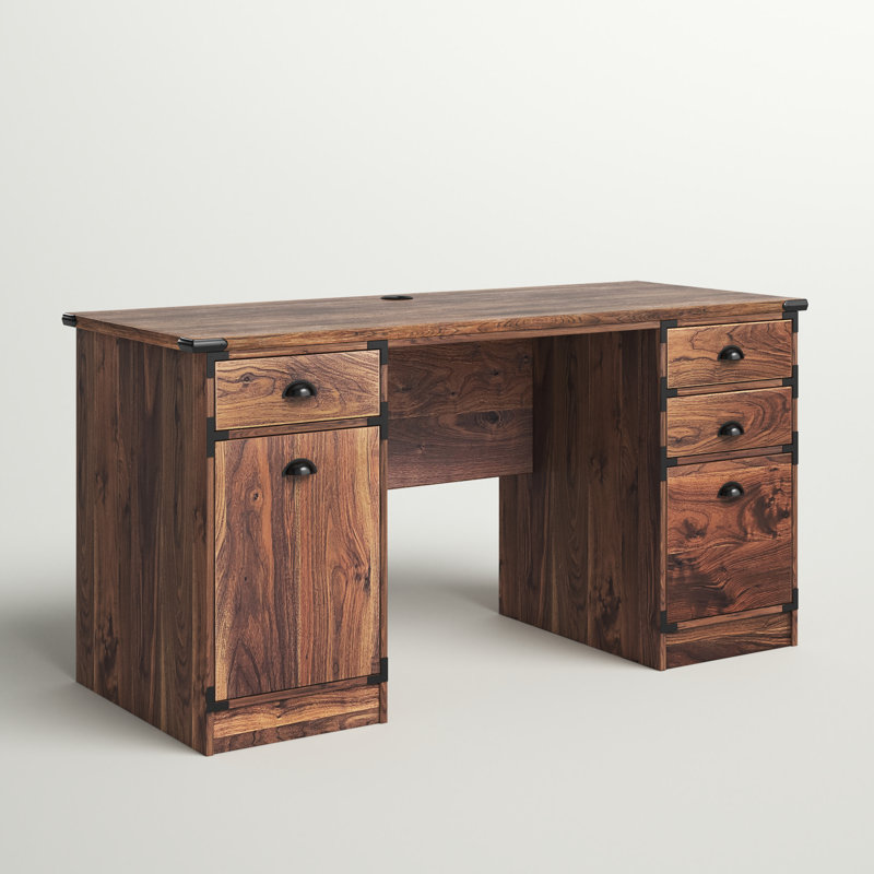 Wycombe 2 Piece Executive Desk Office Set, Walnut