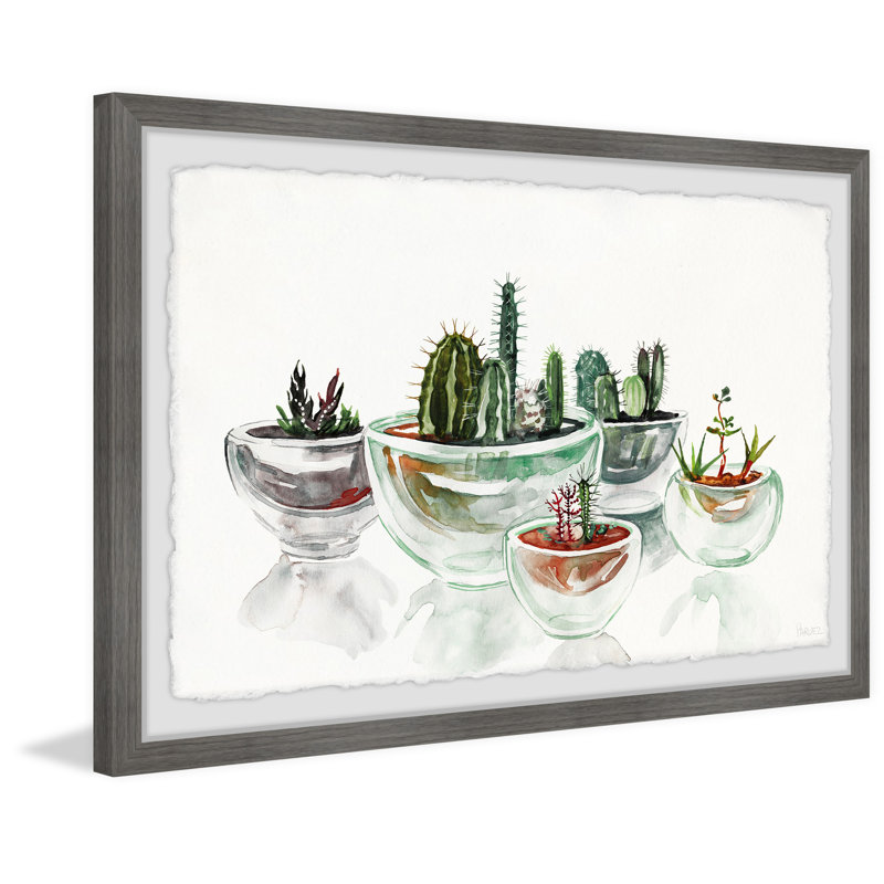 Cactus In A Bowl by Parvez Taj - Single Picture Frame Painting, 20 cm H x 30 cm W