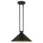 Luminaire suspendu en forme de cloche à 1 lumière avec abat-jour en métal noir Sparkia