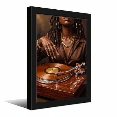 Fashion Woman With Dreads Playing Vinyl Record