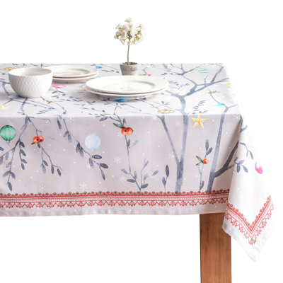 Maison d' Hermine Table Cloth Rectangle Table 100% Cotton 70 x 90 Inches Fall Tablecloth Reusable Everyday Use for Thanksgiving Christmas Decorations Dining Farmhouse Party (Fairy Christmas)
