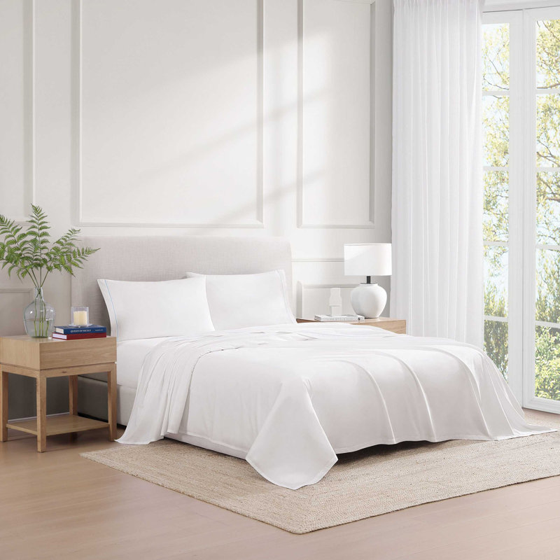 Ensemble de draps Tommy Hilfiger, Ensemble de draps pour grand lit avec 4 pièces su, Bleu