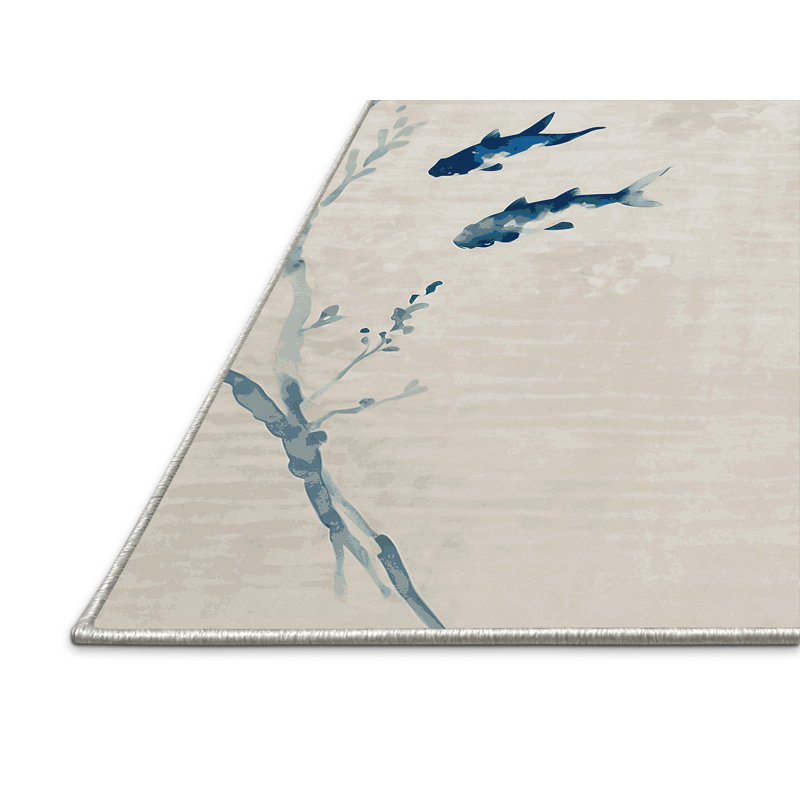 Tapis beige soyeux et moelleux, Tapis de couloir 2 pi x 5 pi