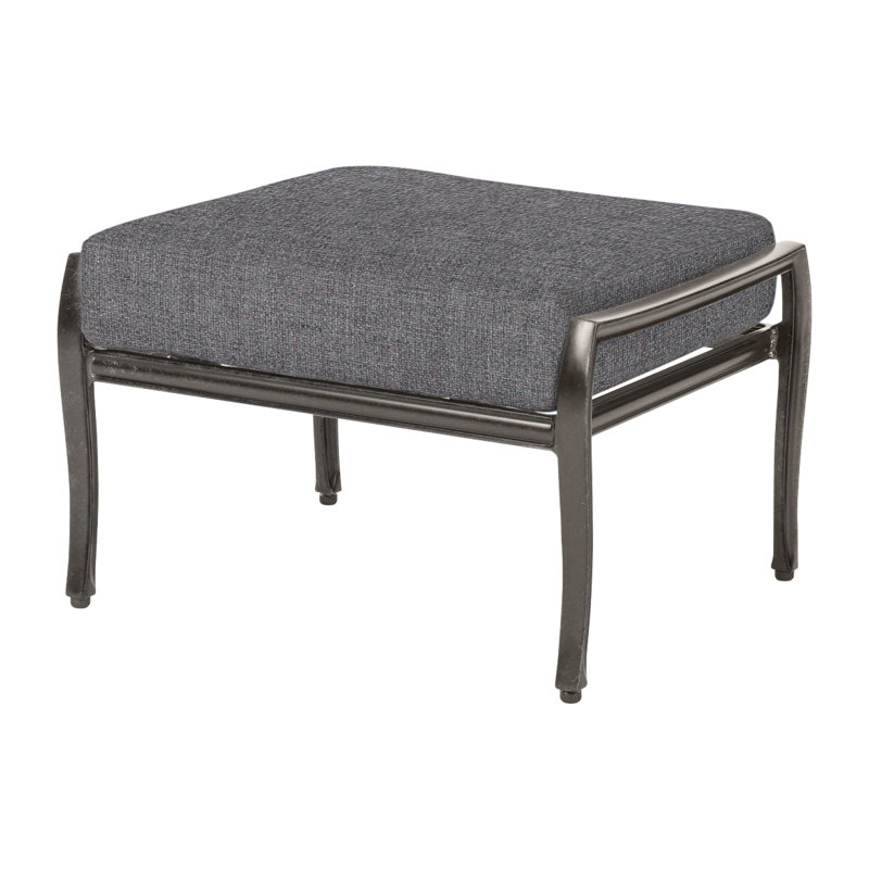 Edge Outdoor Ottoman, Cast Slate Sunbrella® Plainweave, Midnight Gold
